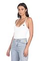 Calvin Klein Jeans Women White Scoop Neck Sleeveless Logo Bodysuit