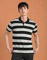 Flying Machine Horizontal Stripe Tipped Collar Polo Shirt