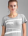 GAP Women Grey Crew Neck Logo Print T-Shirt