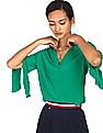 Tommy Hilfiger Women Green Notch Collar Solid Top