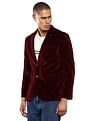 Tommy Hilfiger Men Burgundy Velvetine Solid Formal Blazer
