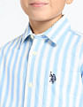 U.S. Polo Assn. Kids Boys Vertical Striped Relaxed Fit Shirt