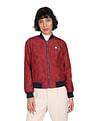 Tommy Hilfiger Men Red And Navy Reversible Polyester Bomber Jacket