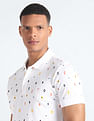 Flying Machine Geometric Print Cotton Polo Shirt