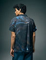 Flying Machine Abstract Printed Digitopia Cuban Collar Shirt