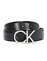 Calvin Klein Women Black Monogram Buckle Leather Belt