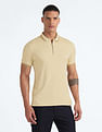 Flying Machine Solid Zipper Polo Shirt