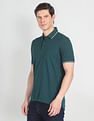 Arrow Tipped Collar Solid Polo Shirt