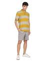 AD by Arvind Cotton Horizontal Striped Polo Shirt