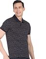 AD by Arvind Geometric Print Cotton Polo Shirt