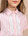U.S. Polo Assn. Kids Girls Vertical Stripe Cotton Dress