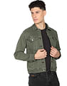 Flying Machine Spread Collar Solid Denim Jacket