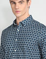 Flying Machine Geometric Print Cotton Shirt