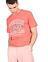 Aeropostale Men Coral Crew Neck Cotton Brand Print T-Shirt