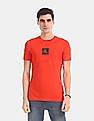 Calvin Klein Men Red Slim Fit Centre Monogram Box Print T-Shirt