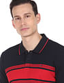 AD by Arvind Cotton Horizontal Stripe Polo Shirt