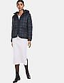 Tommy Hilfiger Women Navy Puffer Blackwatch Hood Check Jacket