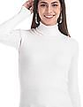 U.S. Polo Assn. Women White Turtleneck Rib Knit Top