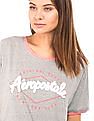 Aeropostale Contrast Neck Heathered T-Shirt