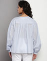 Tommy Hilfiger Cotton Voile Long Sleeve Henley Blouse