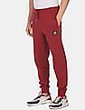 Aeropostale Men Dark Red Drawstring Waist Solid Cotton Joggers
