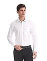 USPA Tailored White Tailored Regular Fit Solid Shirt