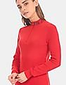 Calvin Klein Women Red Logo Neck Fitted Sweater Dress