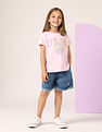 U.S. Polo Assn. Kids Girls Brand Printed Regular Fit T-Shirt