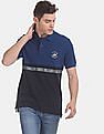 U.S. Polo Assn. Denim Co. Blue Cut And Sew Panel Pique Polo Shirt