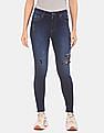 Aeropostale Women Dark Blue High Rise Destroyed Jeans