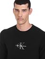 Calvin Klein Men Black Crew Neck Solid Long Sleeve Sweater