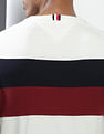 Tommy Hilfiger Men Ivory Crew Neck Striped Cotton Sweater