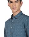 Flying Machine Spread Collar Geometric Print Shirt
