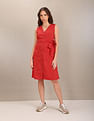 U.S. Polo Assn. Women V-Neck Solid Fit And Flare Dress