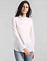 GAP Women White New Fitted Boyfriend Swiss Dot Shirt