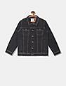 U.S. Polo Assn. Kids Boys Black Spread Collar Washed Denim Jacket