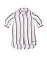 U.S. Polo Assn. Kids Girls White Spread Collar Striped Shirt