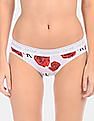 Calvin Klein Underwear Women White And Red Allover Floral Print Stretch Bikini Briefs