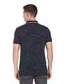 Arrow Sports Striped Collar Heathered Cotton Polo Shirt