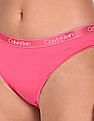 Calvin Klein Underwear Women Pink Logo Waistband Solid Bikini Panties