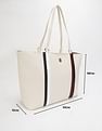 Tommy Hilfiger Striped Beige Pu Tote Bag