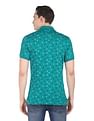 AD by Arvind Geometric Print Cotton Polo Shirt