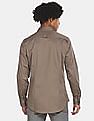 Calvin Klein Men Taupe Slim Fit Satin Stretch Solid Casual Shirt