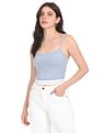 Calvin Klein Jeans Women Light Spaghetti Strap Brand Tape Crop Top
