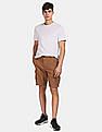 Aeropostale Men Brown Mid Rise Check Cargo Shorts
