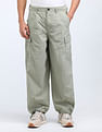 Flying Machine Loose Fit Solid Cargo Trousers