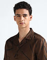 Flying Machine Cuban Collar Printed Holiday Shirt